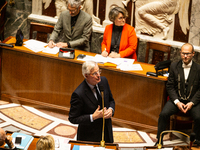 French Prime Minister Michel Barnier speaks during the questions to the government session at the National Assembly in Paris, France, on Nov...