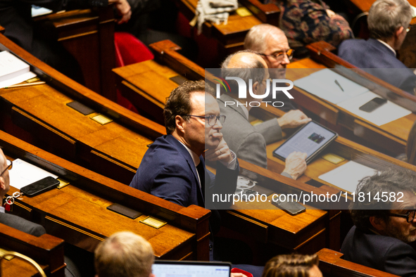 Sylvain Maillard, deputy of the Ensemble pour la Republique group, is seen during the questions to the French government session at the Nati...