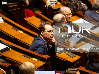 Sylvain Maillard, deputy of the Ensemble pour la Republique group, is seen during the questions to the French government session at the Nati...