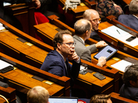 Sylvain Maillard, deputy of the Ensemble pour la Republique group, is seen during the questions to the French government session at the Nati...