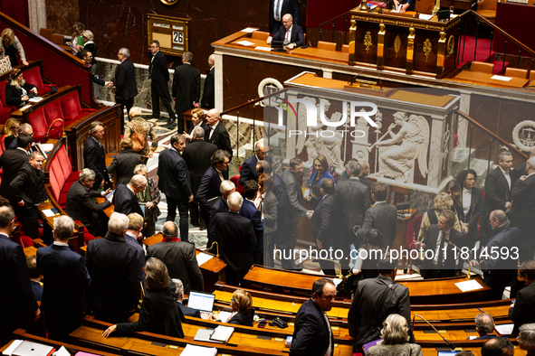 A general view of the National Assembly during the session of questions to the government in Paris, France, on November 26, 2024. 