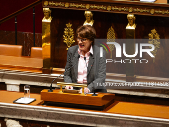 Annie Genevard, Minister of Agriculture, Food Sovereignty and Forestry, speaks during the public session declaration by the government on th...