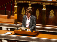 Annie Genevard, Minister of Agriculture, Food Sovereignty and Forestry, speaks during the public session declaration by the government on th...