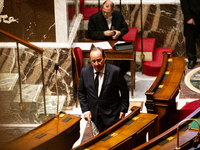 Francois Hollande, MP deputy of the Socialistes et Apparentes group, is seen during the public session declaration by the government on the...