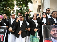 Lawyers Of The Supreme Court Stage A Protest Demanded The Arrest Of Those Involved In The Brutal Killing Of Advocate Saiful Islam Alif In Ch...