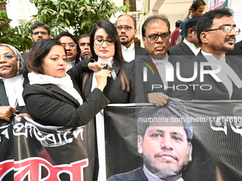 Lawyers Of The Supreme Court Stage A Protest Demanded The Arrest Of Those Involved In The Brutal Killing Of Advocate Saiful Islam Alif In Ch...