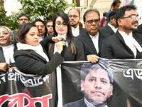 Lawyers Of The Supreme Court Stage A Protest Demanded The Arrest Of Those Involved In The Brutal Killing Of Advocate Saiful Islam Alif In Ch...