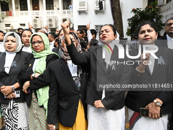 Lawyers Of The Supreme Court Stage A Protest Demanded The Arrest Of Those Involved In The Brutal Killing Of Advocate Saiful Islam Alif In Ch...