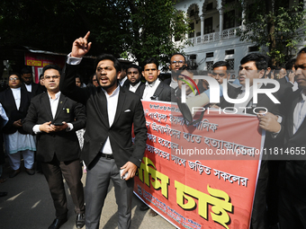 Lawyers Of The Supreme Court Stage A Protest Demanded The Arrest Of Those Involved In The Brutal Killing Of Advocate Saiful Islam Alif In Ch...