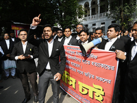 Lawyers Of The Supreme Court Stage A Protest Demanded The Arrest Of Those Involved In The Brutal Killing Of Advocate Saiful Islam Alif In Ch...