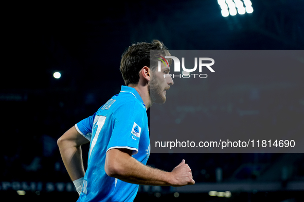 Khvicha Kvaratskhelia of SSC Napoli looks on during the serie Serie A Enilive match between SSC Napoli and AS Roma at Stadio Diego Armando M...