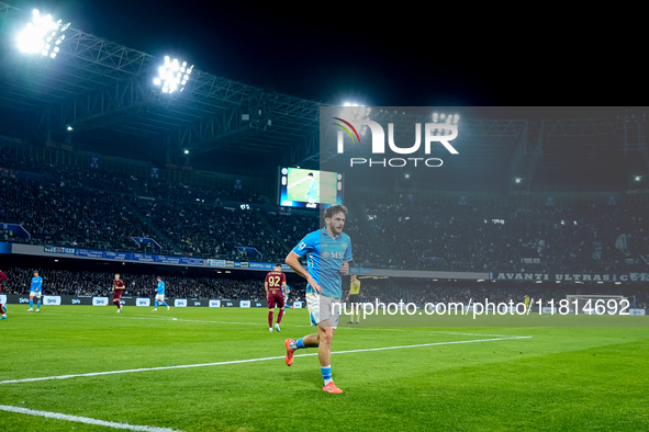 Khvicha Kvaratskhelia of SSC Napoli looks on during the serie Serie A Enilive match between SSC Napoli and AS Roma at Stadio Diego Armando M...