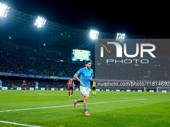 Khvicha Kvaratskhelia of SSC Napoli looks on during the serie Serie A Enilive match between SSC Napoli and AS Roma at Stadio Diego Armando M...