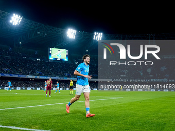 Khvicha Kvaratskhelia of SSC Napoli looks on during the serie Serie A Enilive match between SSC Napoli and AS Roma at Stadio Diego Armando M...