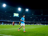 Khvicha Kvaratskhelia of SSC Napoli looks on during the serie Serie A Enilive match between SSC Napoli and AS Roma at Stadio Diego Armando M...