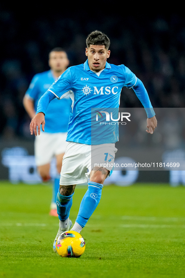 Mathias Olivera of SSC Napoli during the serie Serie A Enilive match between SSC Napoli and AS Roma at Stadio Diego Armando Maradona on Nove...