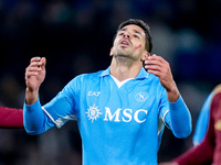 Giovanni Simeone of SSC Napoli looks on during the serie Serie A Enilive match between SSC Napoli and AS Roma at Stadio Diego Armando Marado...