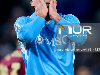 Giovanni Simeone of SSC Napoli looks dejected during the serie Serie A Enilive match between SSC Napoli and AS Roma at Stadio Diego Armando...