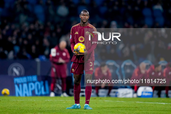 Evan Ndicka of AS Roma during the serie Serie A Enilive match between SSC Napoli and AS Roma at Stadio Diego Armando Maradona on November 24...