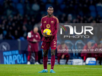 Evan Ndicka of AS Roma during the serie Serie A Enilive match between SSC Napoli and AS Roma at Stadio Diego Armando Maradona on November 24...