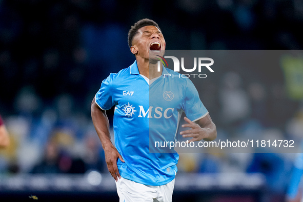 David Neres of SSC Napoli looks dejected during the serie Serie A Enilive match between SSC Napoli and AS Roma at Stadio Diego Armando Marad...