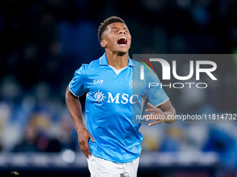 David Neres of SSC Napoli looks dejected during the serie Serie A Enilive match between SSC Napoli and AS Roma at Stadio Diego Armando Marad...