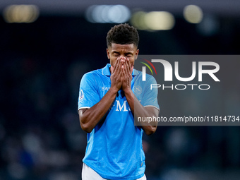 David Neres of SSC Napoli looks dejected during the serie Serie A Enilive match between SSC Napoli and AS Roma at Stadio Diego Armando Marad...