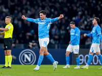 Giovanni Simeone of SSC Napoli celebrates the victory during the serie Serie A Enilive match between SSC Napoli and AS Roma at Stadio Diego...