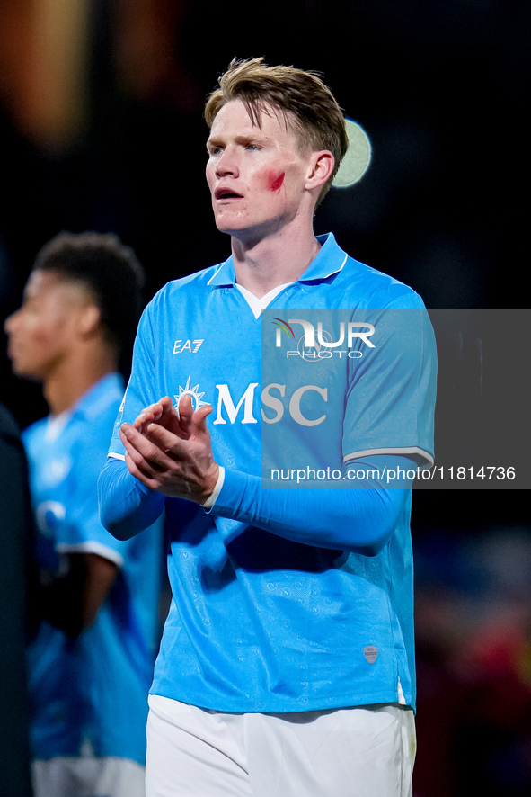 Scott McTominay of SSC Napoli greets the fans during the serie Serie A Enilive match between SSC Napoli and AS Roma at Stadio Diego Armando...