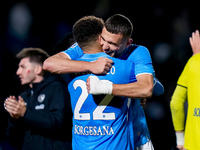 Alessandro Buongiorno of SSC Napoli and Giovanni Di Lorenzo celebrate the victory during the serie Serie A Enilive match between SSC Napoli...