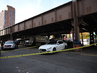 A 32-year-old man is shot multiple times while sitting in a Maserati at Park Avenue and 129th Street in Harlem, Manhattan, New York, United...