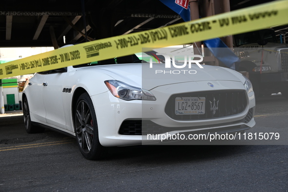 A 32-year-old man is shot multiple times while sitting in a Maserati at Park Avenue and 129th Street in Harlem, Manhattan, New York, United...