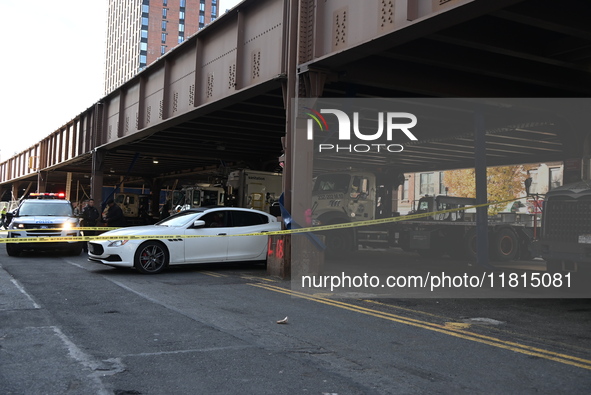 A 32-year-old man is shot multiple times while sitting in a Maserati at Park Avenue and 129th Street in Harlem, Manhattan, New York, United...