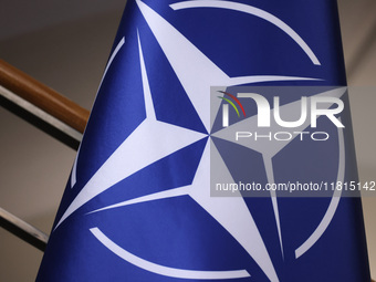 NATO flag is seen in the Ministry of Foreign Affairs in Warsaw, Poland on November 26, 2024. (