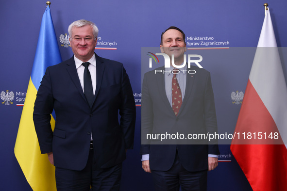 Radoslaw Sikorski, Minister of Foreign Affairs of Poland and  Andriy Sybiha,  Minister of Foreign Affairs of Ukraine, meet to confirm mutual...