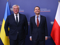 Radoslaw Sikorski, Minister of Foreign Affairs of Poland and  Andriy Sybiha,  Minister of Foreign Affairs of Ukraine, meet to confirm mutual...