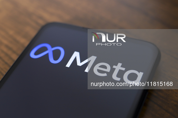 The Meta Platforms, Inc. logo appears on the screen of a smartphone in Reno, United States, on November 27, 2024. (Photo Illustration by Jaq...