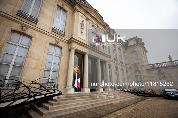 View of the grand entrance hall of the Elysee presidential palace during the French government Ministers Council meeting in Paris, France, o...