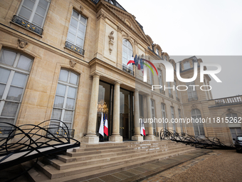 View of the grand entrance hall of the Elysee presidential palace during the French government Ministers Council meeting in Paris, France, o...