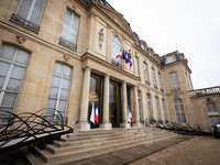 View of the grand entrance hall of the Elysee presidential palace during the French government Ministers Council meeting in Paris, France, o...