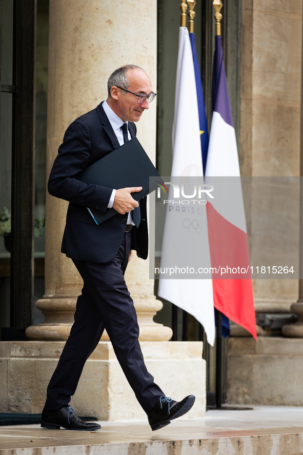 Paul Christophe, the French Minister for Solidarity, Autonomy, and Gender Equality, is seen at the end of the Council of the French Minister...