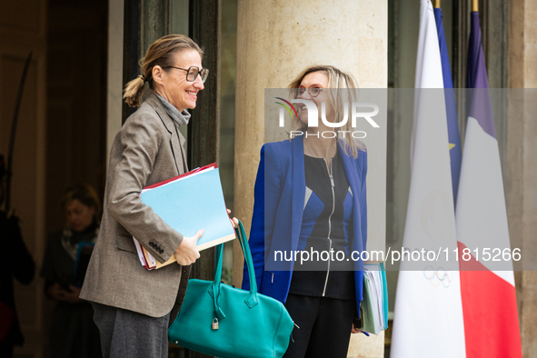 Astrid Panosyan Bouvet, French Minister of Labor and Employment, and Agnes Pannier Runacher, French Minister of Ecology, Energy, Climate, an...