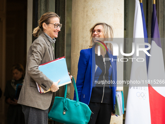 Astrid Panosyan Bouvet, French Minister of Labor and Employment, and Agnes Pannier Runacher, French Minister of Ecology, Energy, Climate, an...