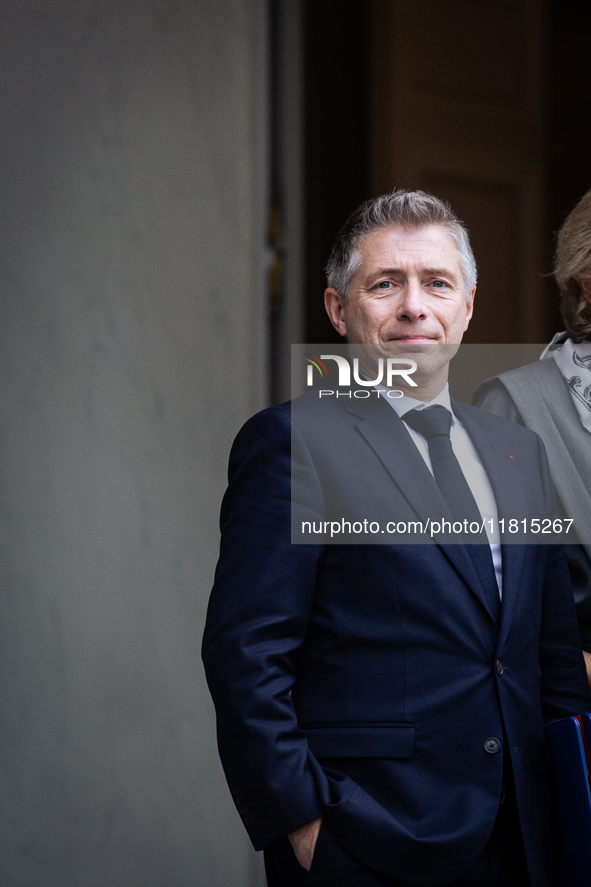 Gil Averous, French Minister of Sports, Youth, and Associations, is seen at the end of the Council of the French Ministers in the main court...