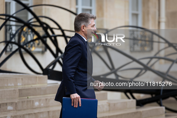 Gil Averous, French Minister of Sports, Youth, and Associations, is seen at the end of the Council of the French Ministers in the main court...