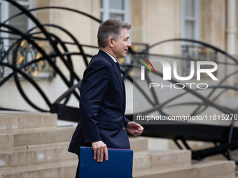 Gil Averous, French Minister of Sports, Youth, and Associations, is seen at the end of the Council of the French Ministers in the main court...