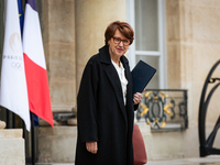 Annie Genevard, the French Minister of Agriculture, Food Sovereignty, and Forestry, is seen at the end of the Council of the French Minister...