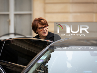 Annie Genevard, the French Minister of Agriculture, Food Sovereignty, and Forestry, is seen at the end of the Council of the French Minister...