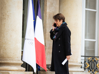 Agnes Canayer, Minister Delegate to the Minister of Solidarity, Autonomy and Equality between Women and Men, is seen at the end of the counc...