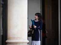 Marie-Claire Carrere-Gee, Minister attached to the Prime Minister responsible for Government Coordination, is seen at the end of the council...